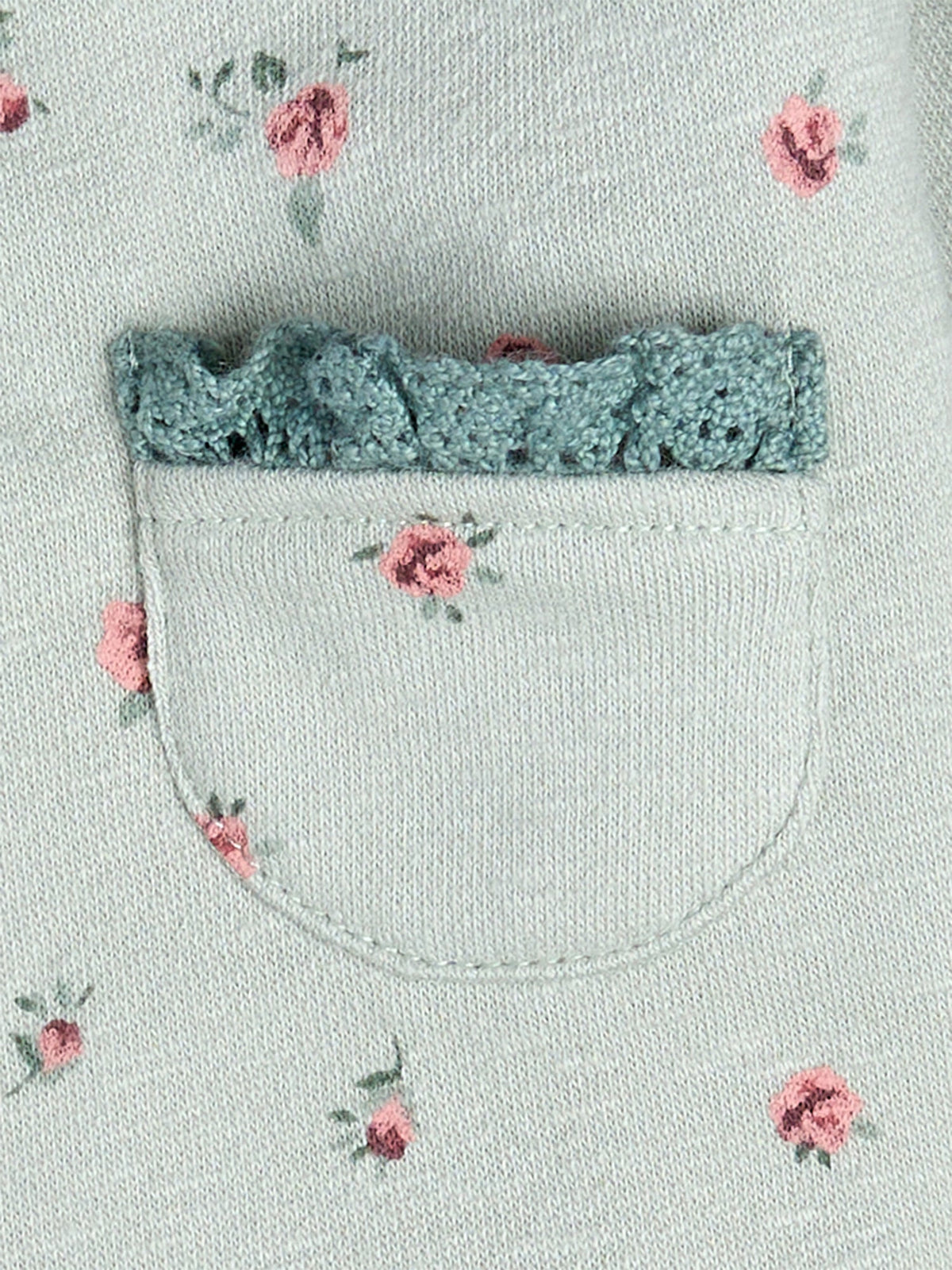 Baby Girls Green Roses Long Sleeve Drop Shoulder Top-Gerber Childrenswear Wholesale