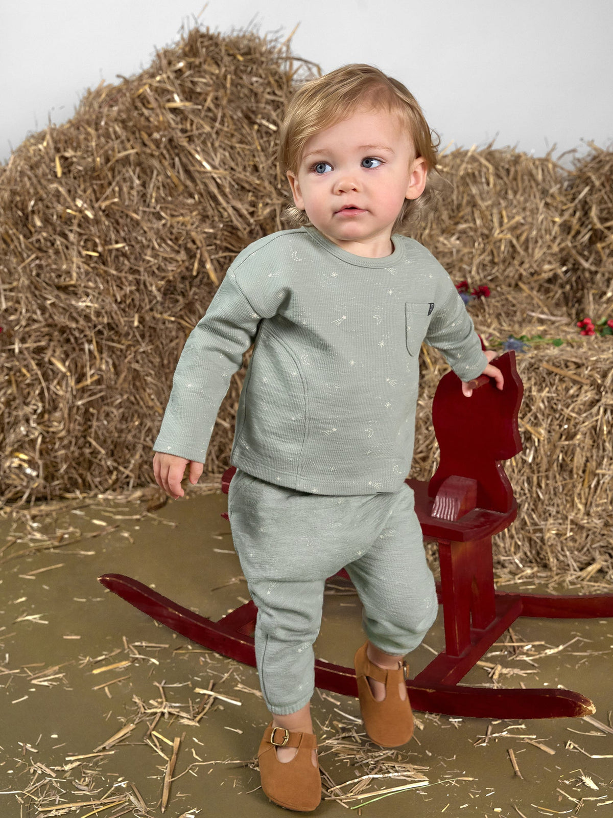 Baby Neutral Blue-Gray Sky Harem Pants-Gerber Childrenswear Wholesale
