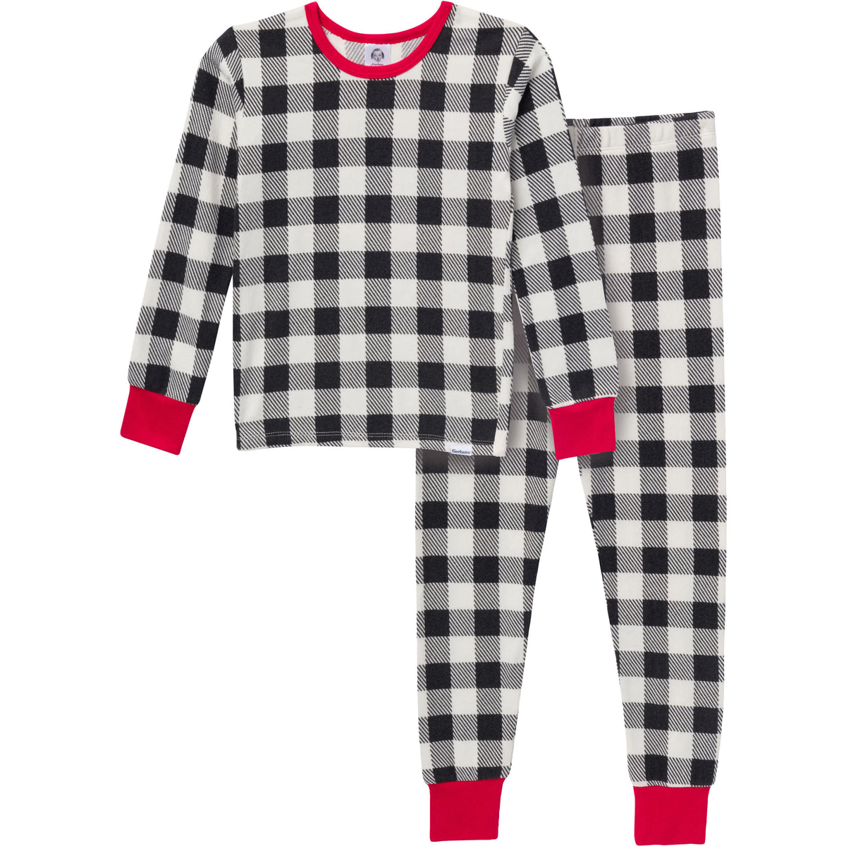 2-Piece Kids Neutral Black/Stewart Plaid Holiday Family Pajamas