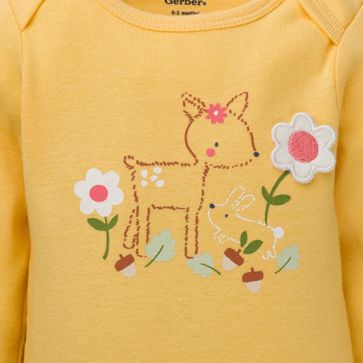 3-Piece Baby Girls Floral Onesies Bodysuit, Pant, & Cap Set, view 2