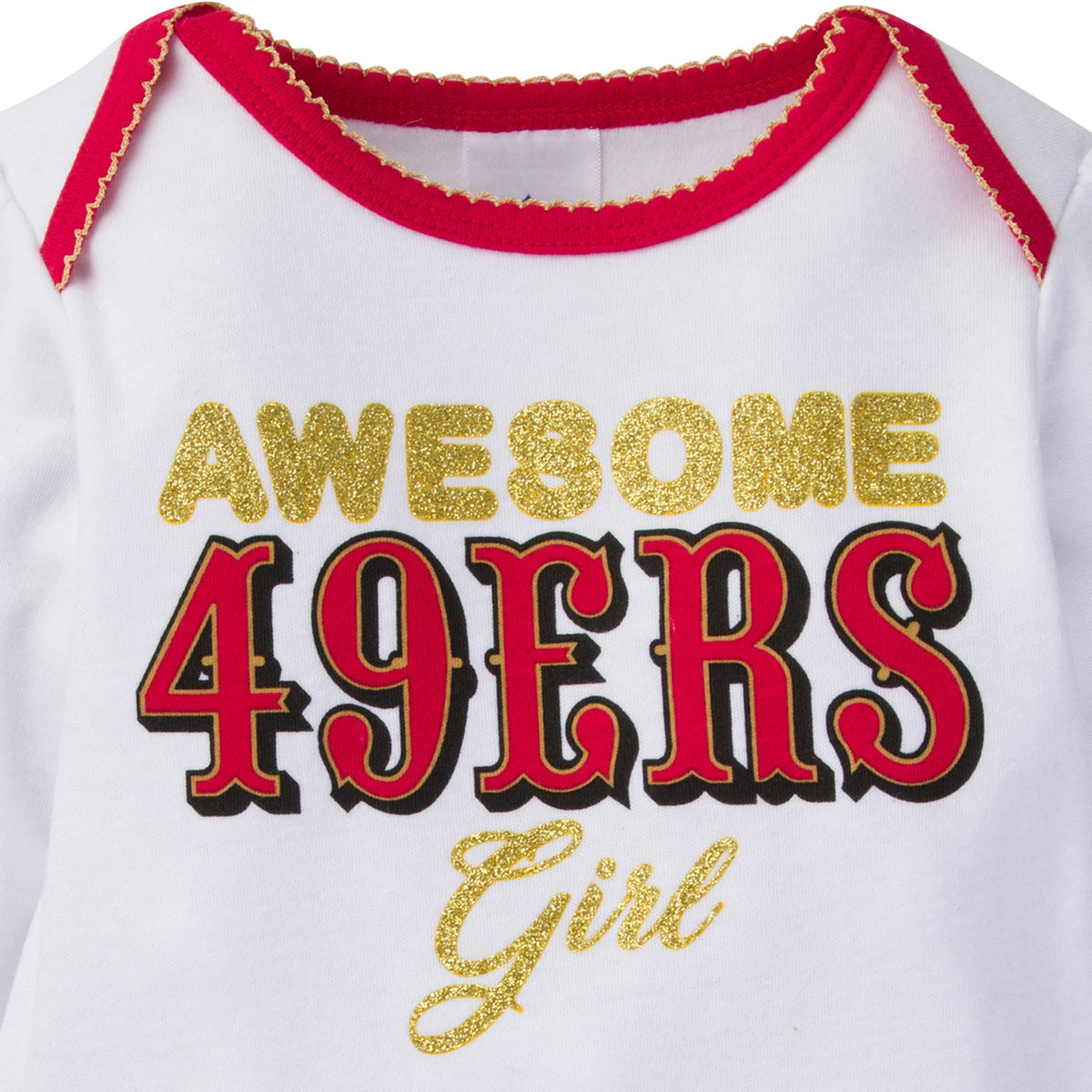 3-Piece Baby Girls 49ers Bodysuit, Footed Pant, & Cap Set, view 3