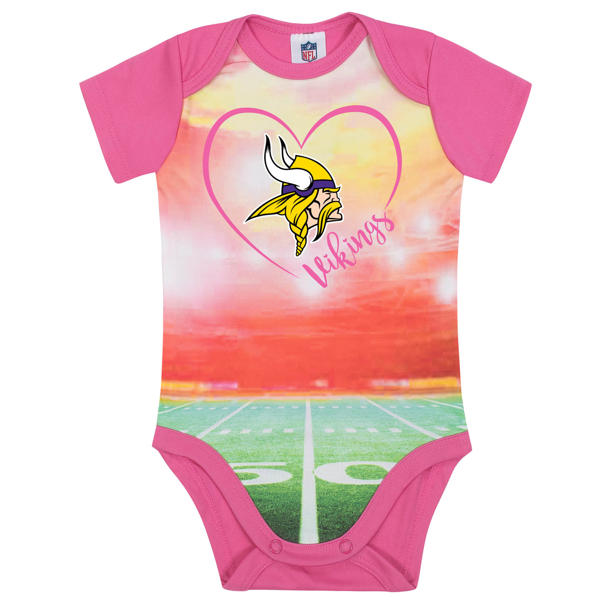 Minnesota Vikings Baby Girls Short Sleeve Bodysuit