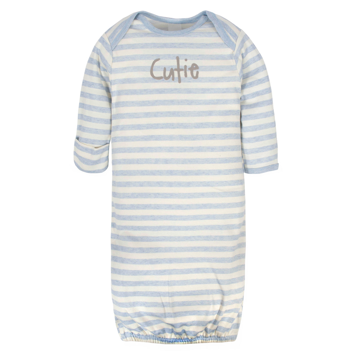3-Piece Organic Baby Boys Cutie Gown, Cap, & No Scratch Mittens Set, view 2