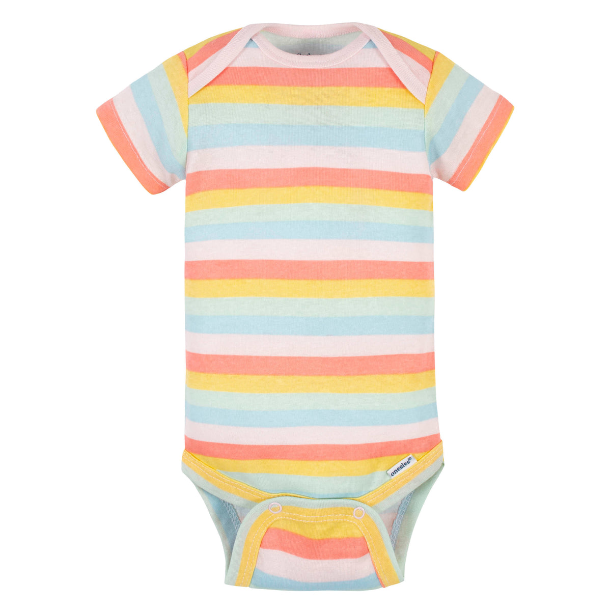 5-Pack Baby Girls Rainbow Short Sleeve Onesies Bodysuits, view 2