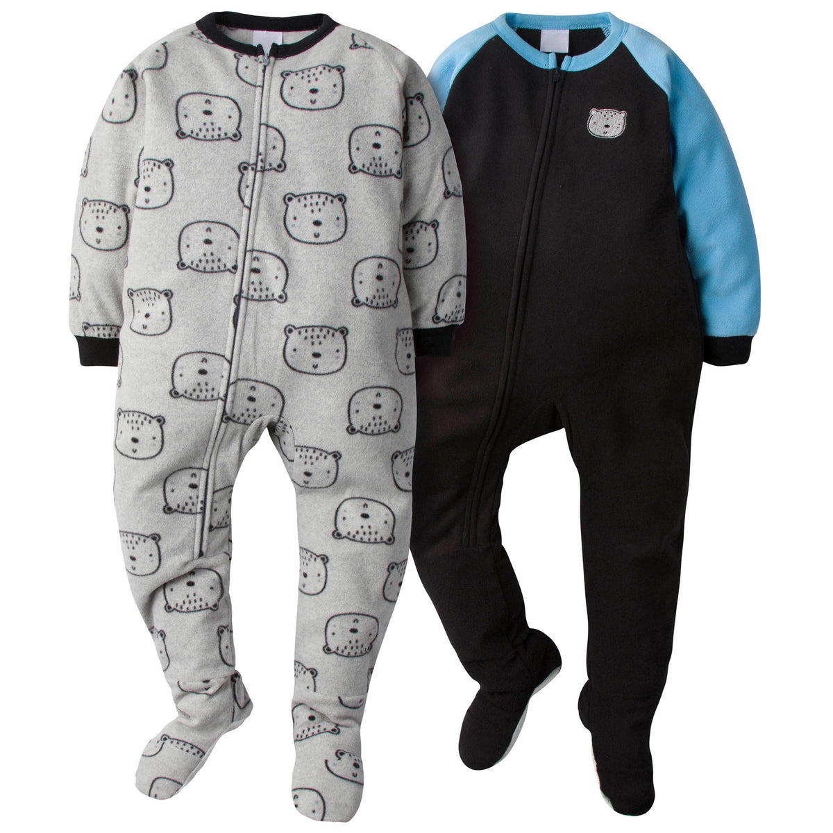 2-Pack Toddler Boys Bear Head Blanket Sleepers