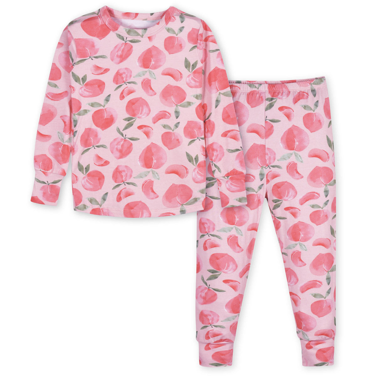 2-Piece Infant & Toddler Girls Just Peachy Buttery Soft Viscose Made from Eucalyptus Snug Fit Pajamas, view 2