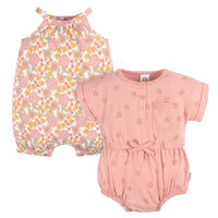 2-Pack Baby Girls Retro Floral  Romper