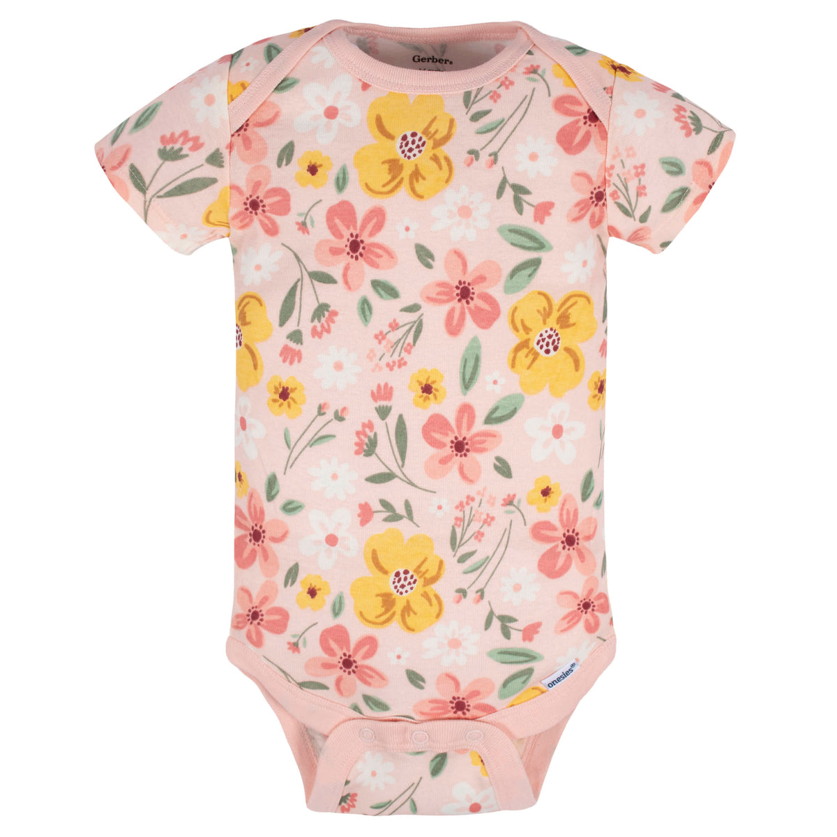 8-Pack Baby Girls Golden Floral Onesies Bodysuits, view 4