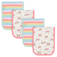 4-Pack Baby Girls Rainbow Burp Cloths