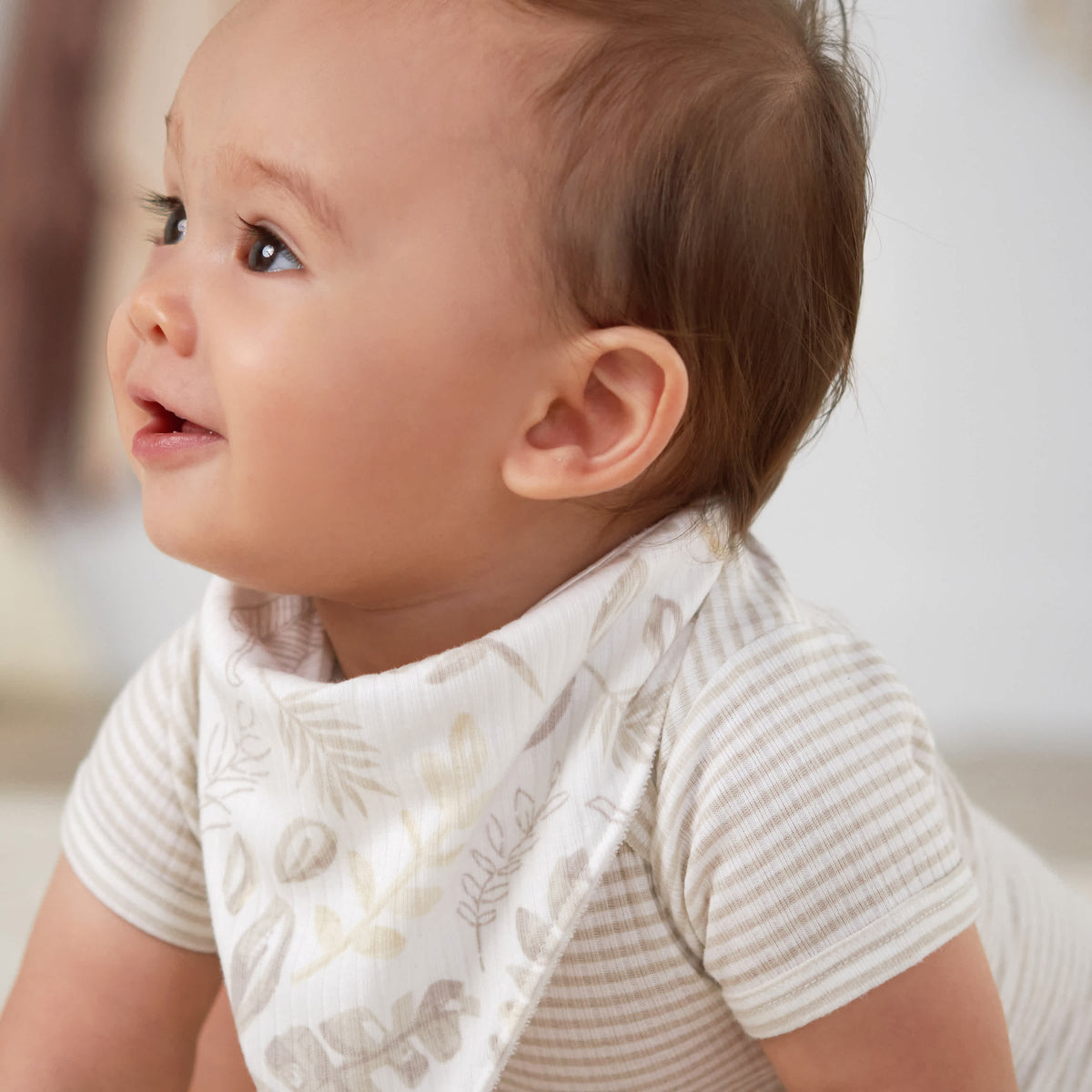 3-Pack Baby Neutral Natural Leaves Bandana Bibs, view 3