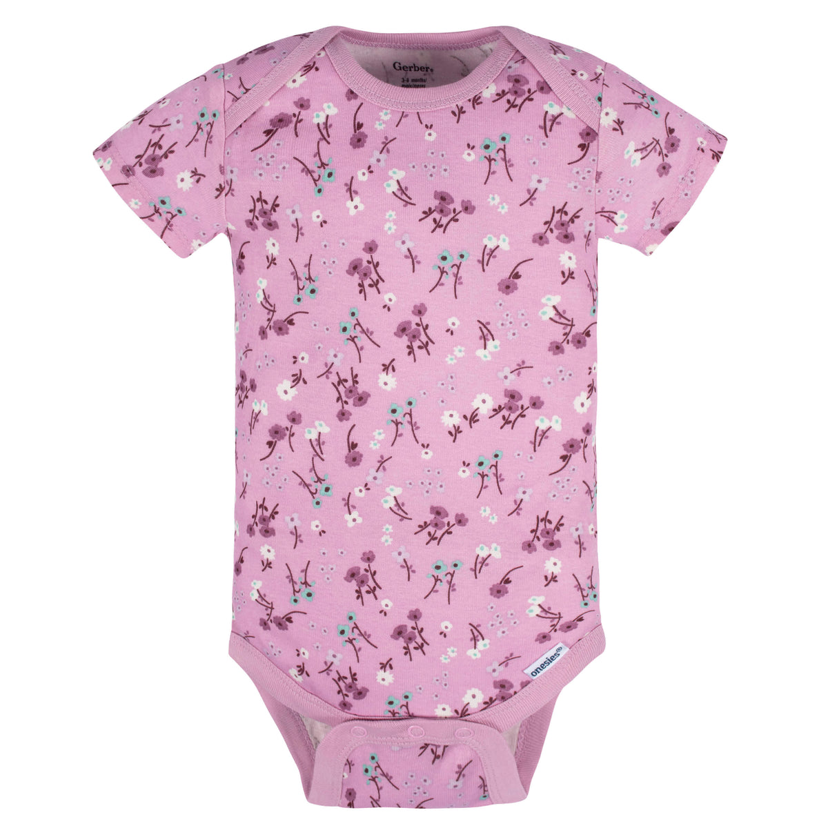 8-Pack Baby Girls Lavender Garden Onesies Bodysuits, view 7