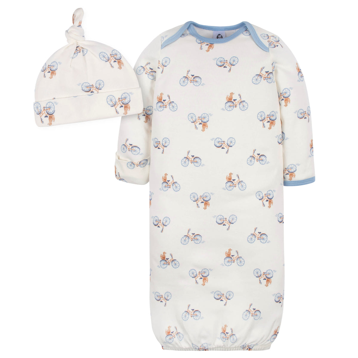 2-Piece Baby Boys Puppy Playground Gown & Cap Set