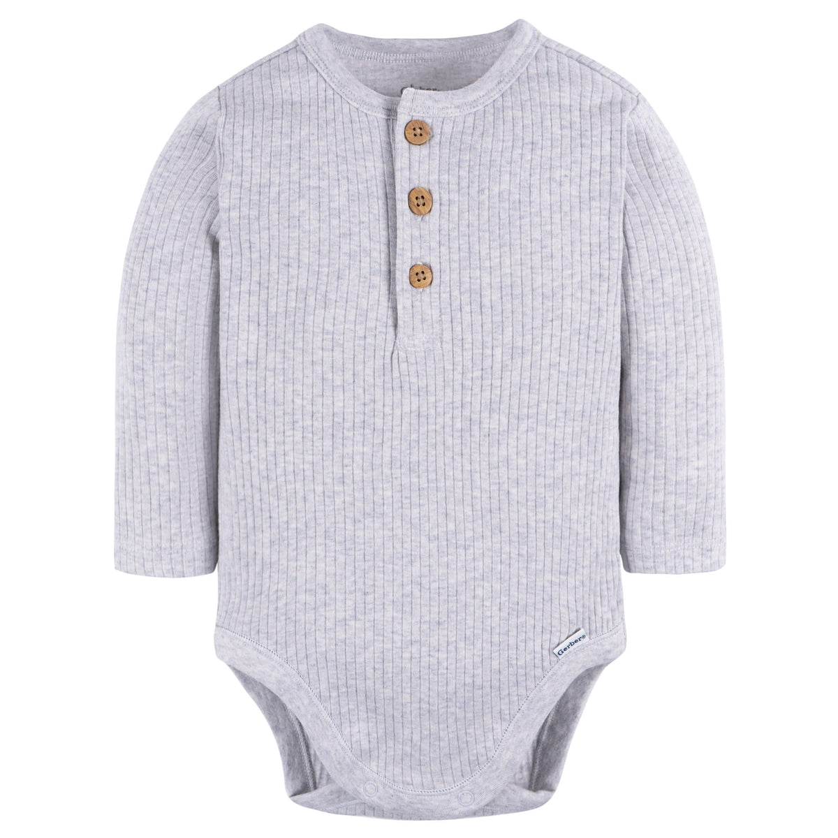 2-Pack Baby Boys Ivory & Grey Heather Bodysuits, view 2