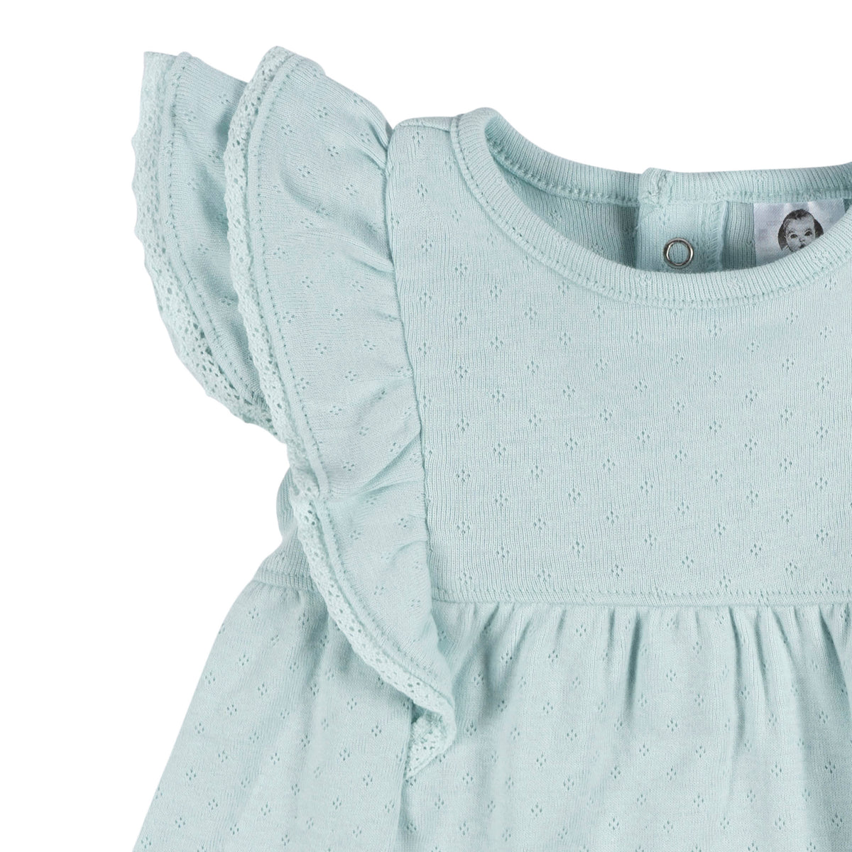 2-Piece Baby Girls Aqua Blue Dress & Diaper Cover, view 4