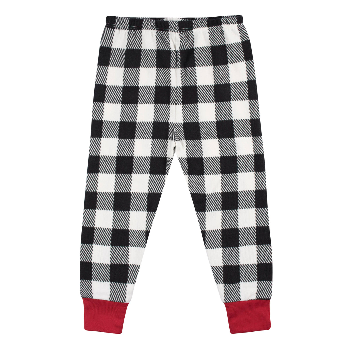 2-Piece Infant and Toddler Neutral Buffalo Plaid Snug Fit Pajama Set, view 4