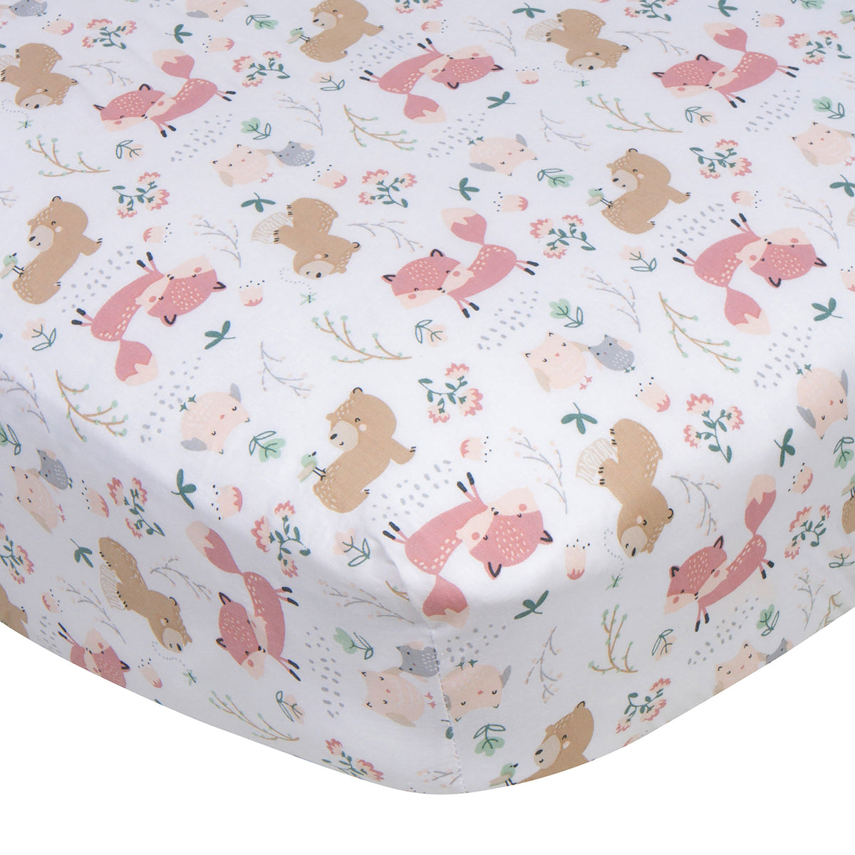 Baby Girls Woodland Critters Fitted Crib Sheet