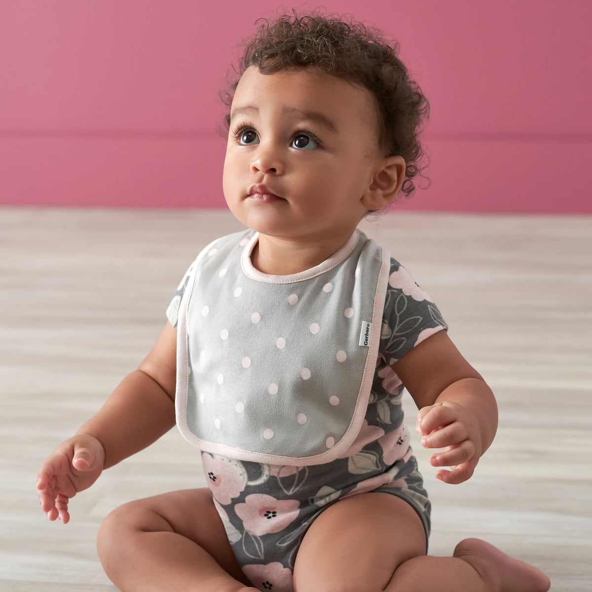 3-Piece Baby Girls Floral Bibs & Burp Set, view 3