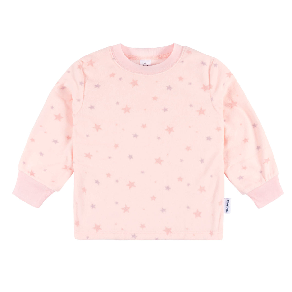 2-Piece Infant & Toddler Girls Pink Stars Fleece Pajamas, view 2
