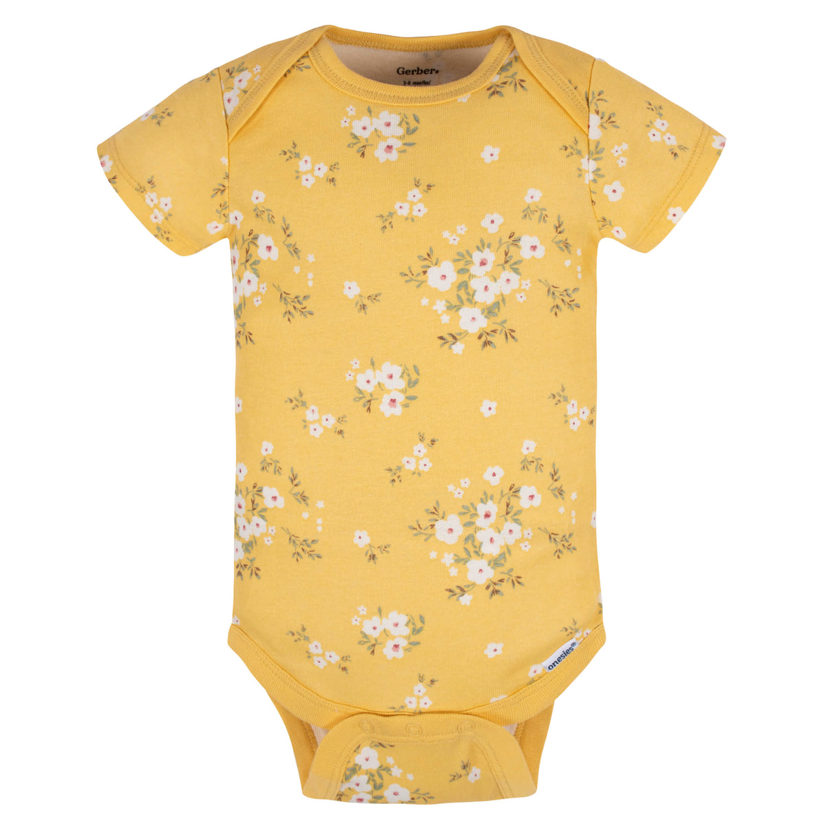 8-Pack Baby Girls Golden Floral Onesies Bodysuits, view 5