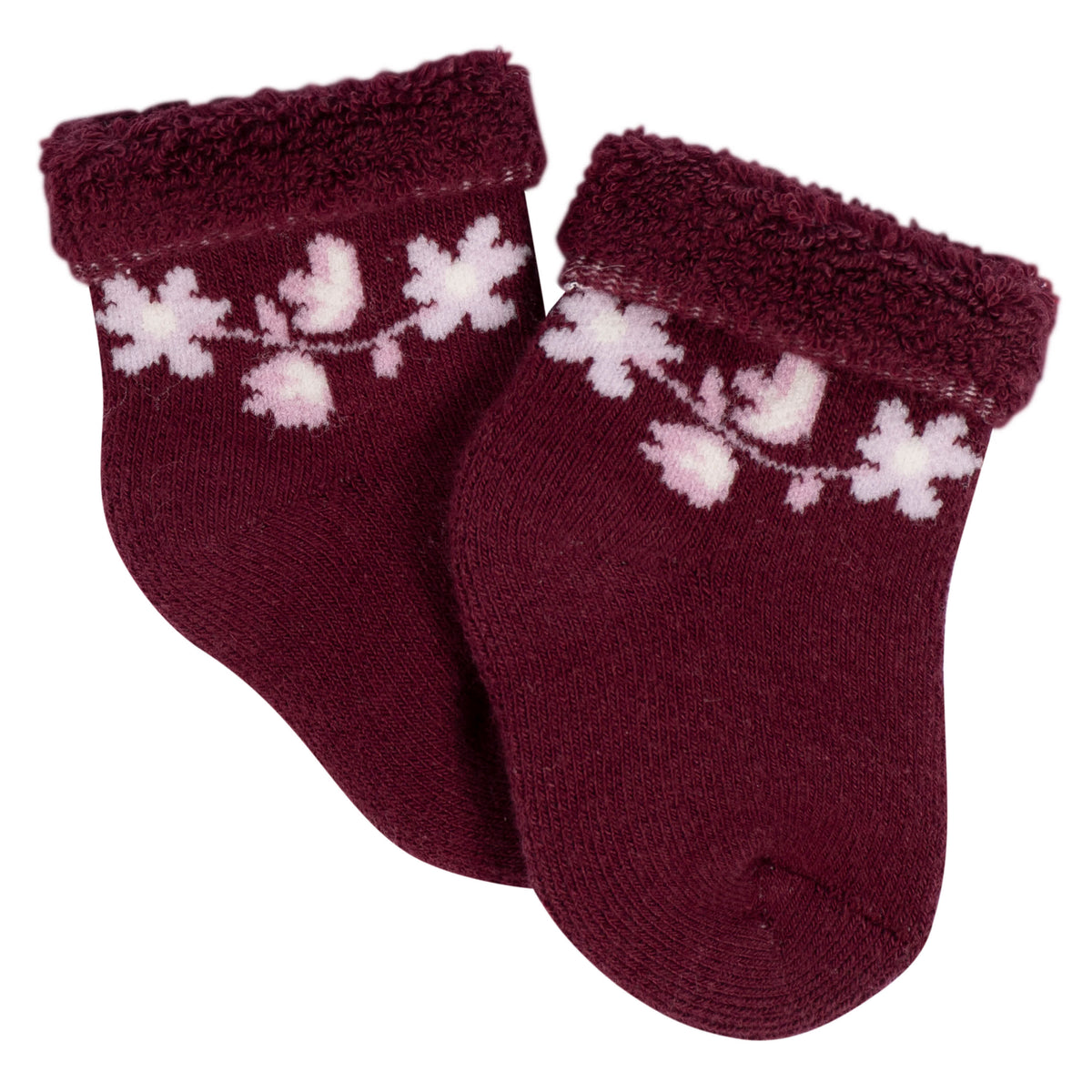12-Pack Baby Girls Lavender Garden Terry Wiggle Proof Socks, view 2