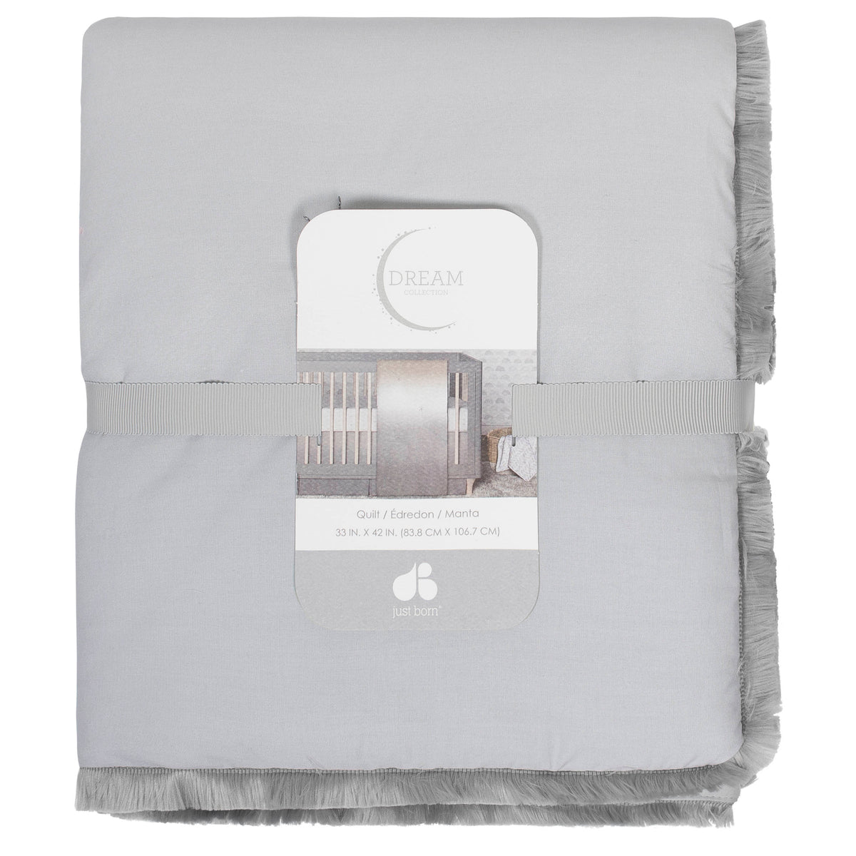 Just Born Baby Neutral Gray Ombre Quilt, view 2
