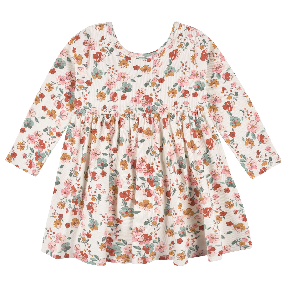 2-Pack Infant & Toddler Girls Mint Floral Long Sleeve Dresses, view 5