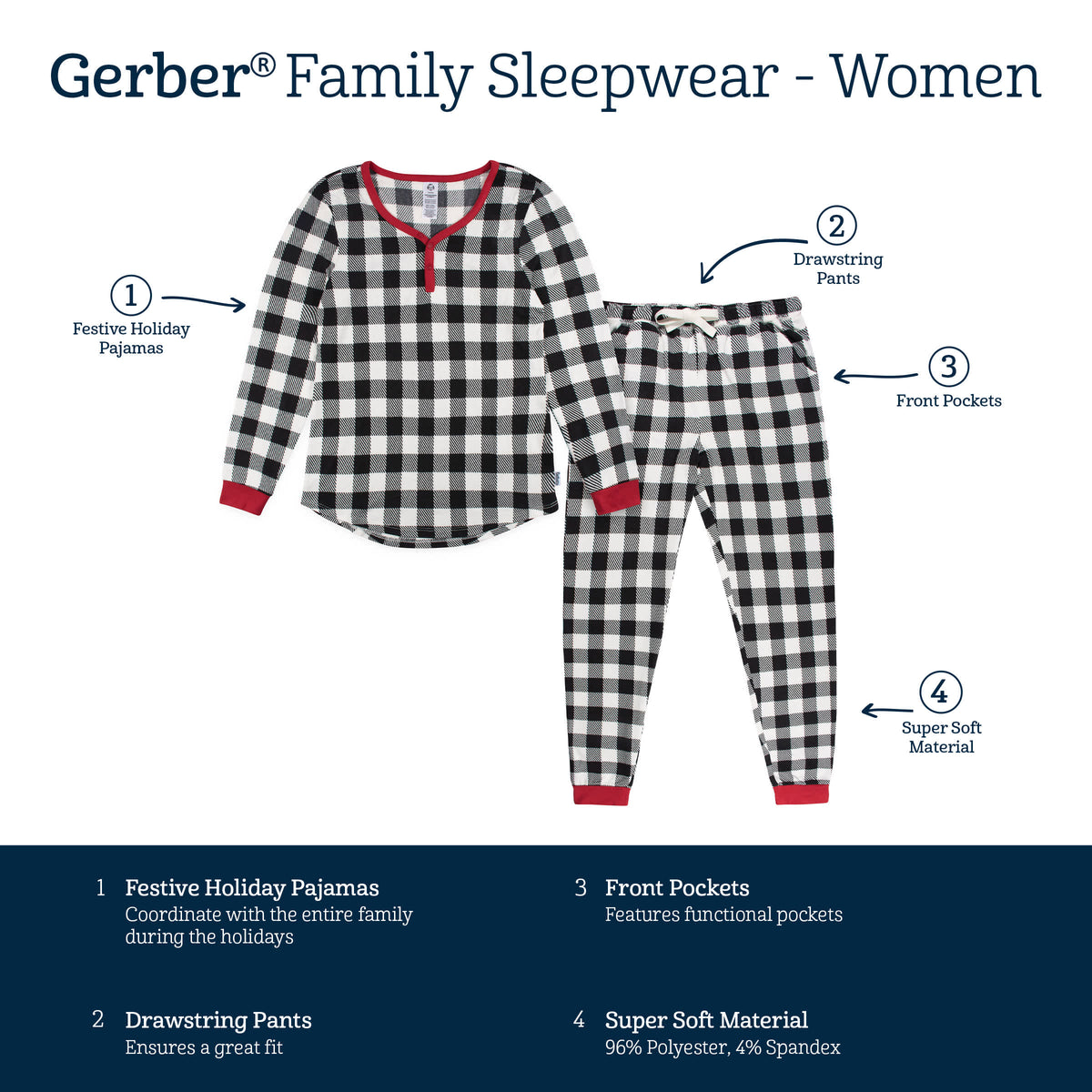 2-Piece Women's Buffalo Plaid Pajama Set, view 9