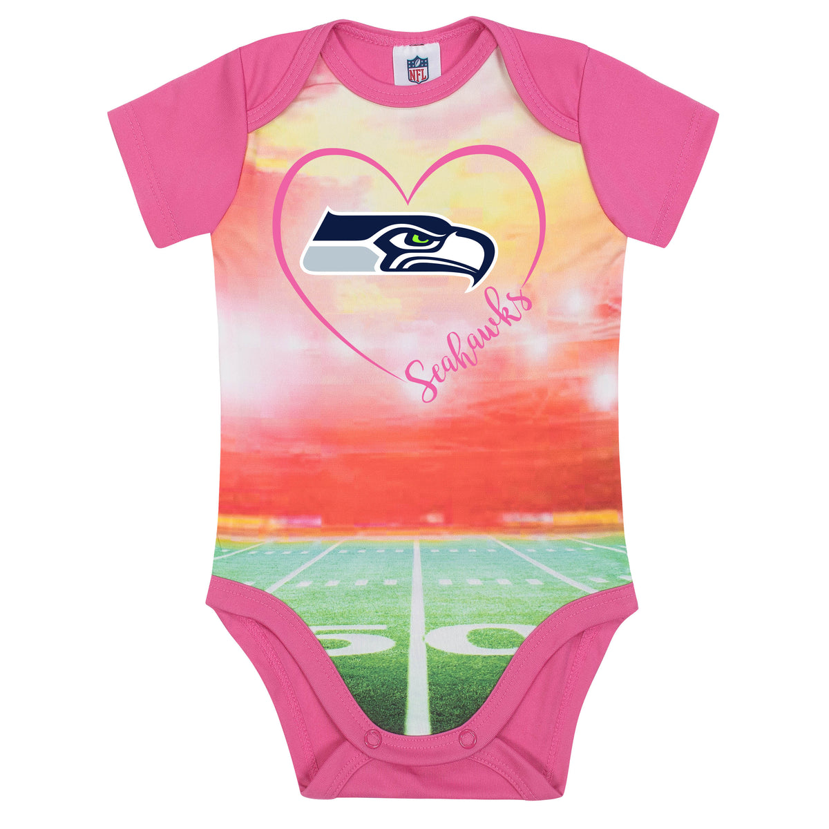 Seattle Seahawks Baby Girls Short Sleeve Bodysuit