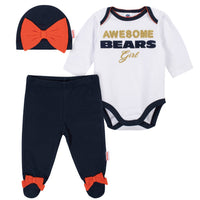 3-Piece Chicago Bears Bodysuit, Pant, and Cap Set
