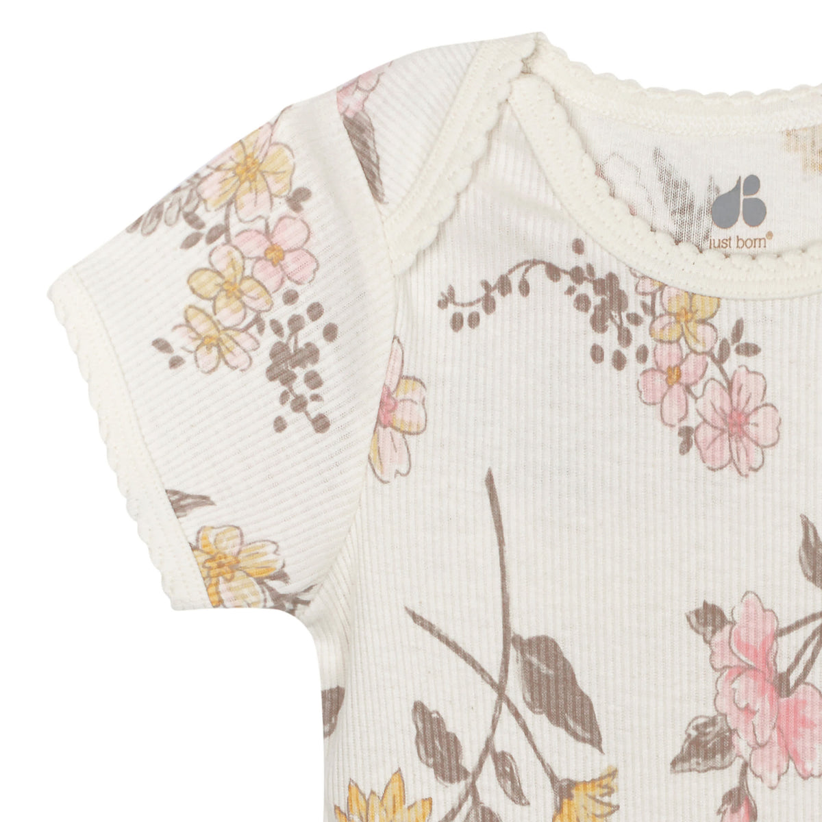 3-Pack Baby Girls Vintage Floral Short Sleeve Bodysuits, view 4