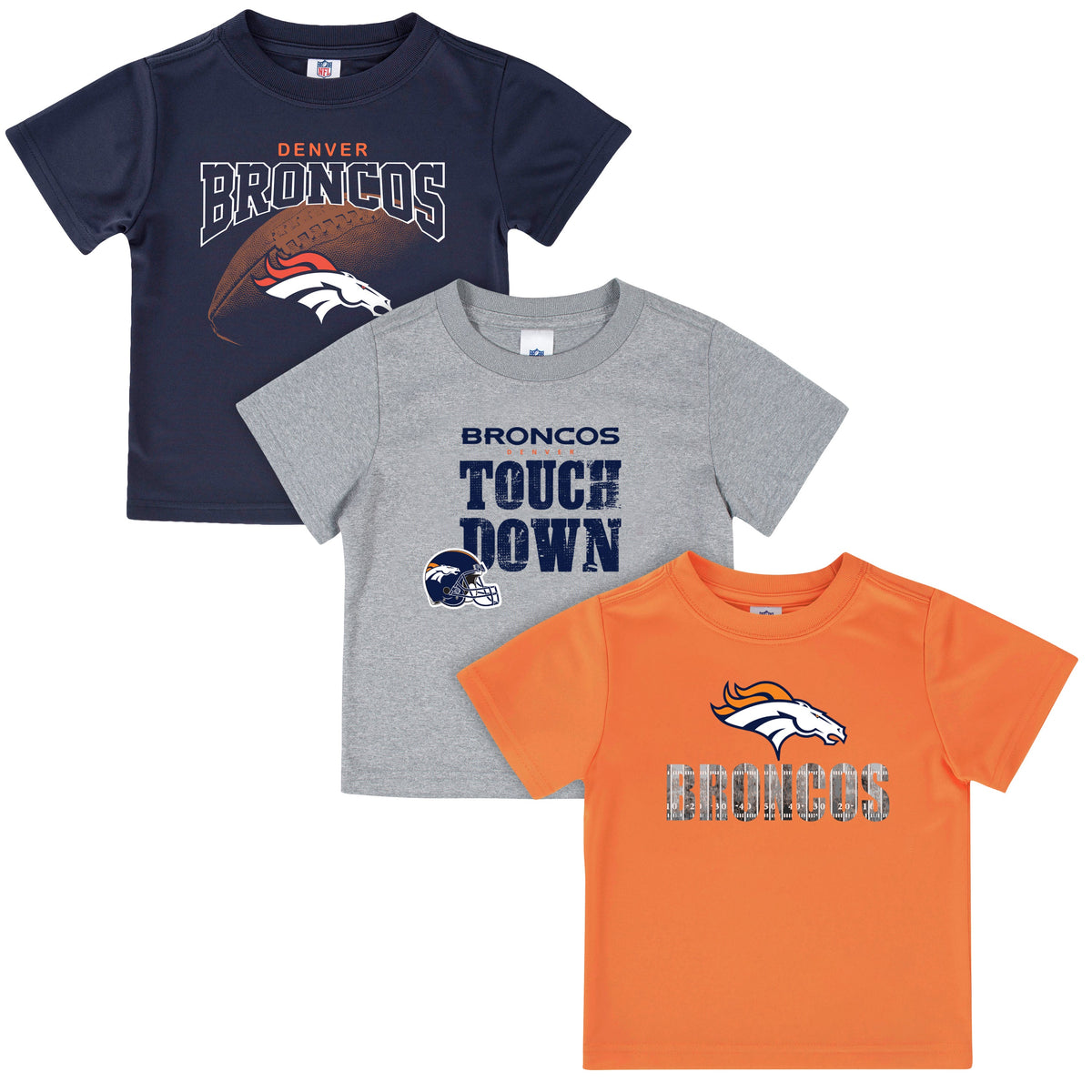 3-Pack Boys Broncos Short Sleeve Tees