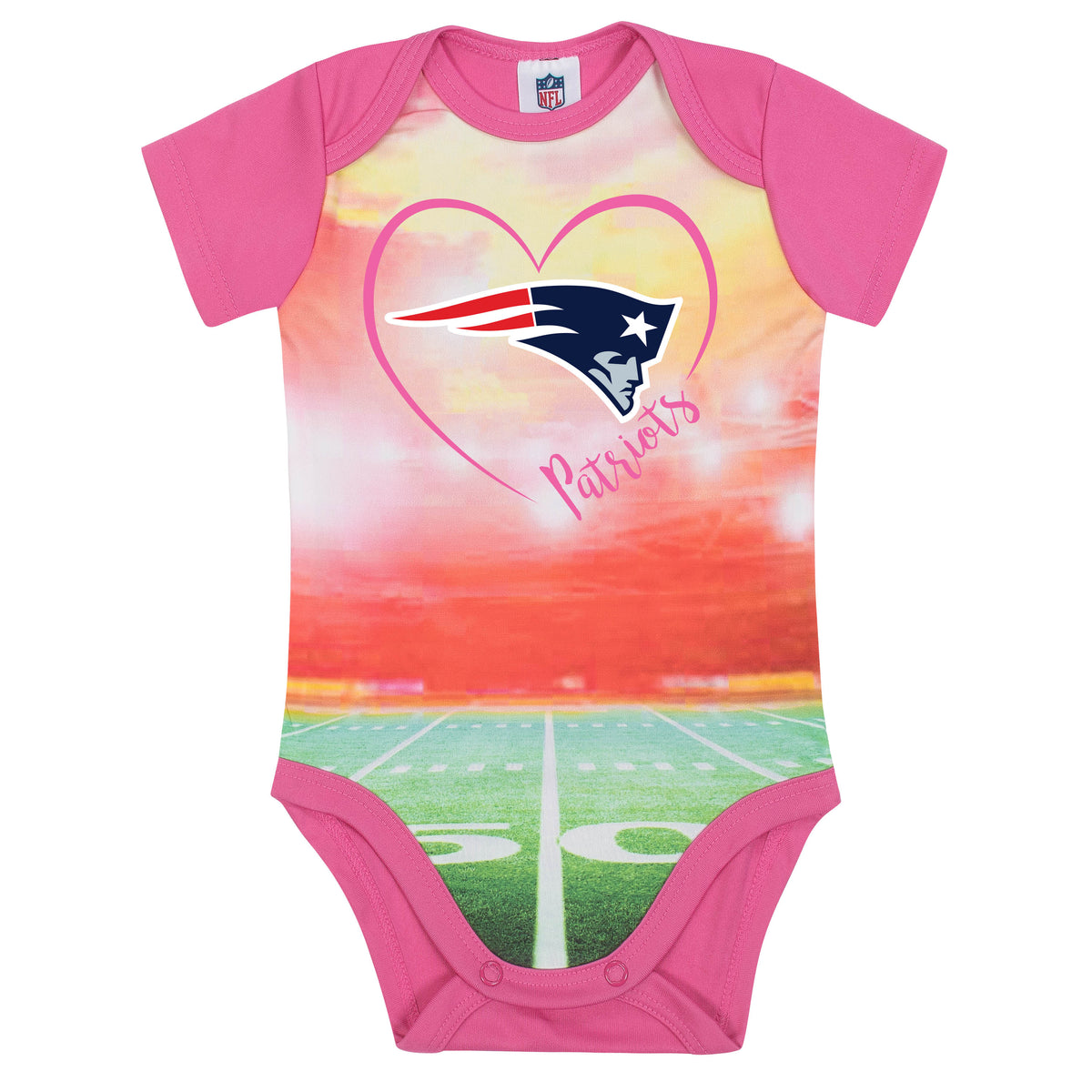 New England Patriots Baby Girls Short Sleeve Bodysuit