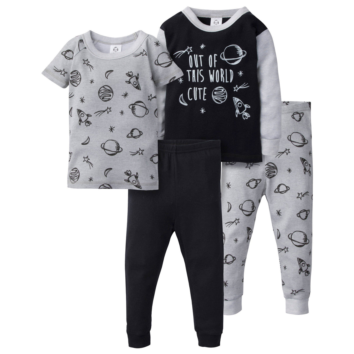 4-Piece Baby Boys Out Of This World Cotton Pajamas