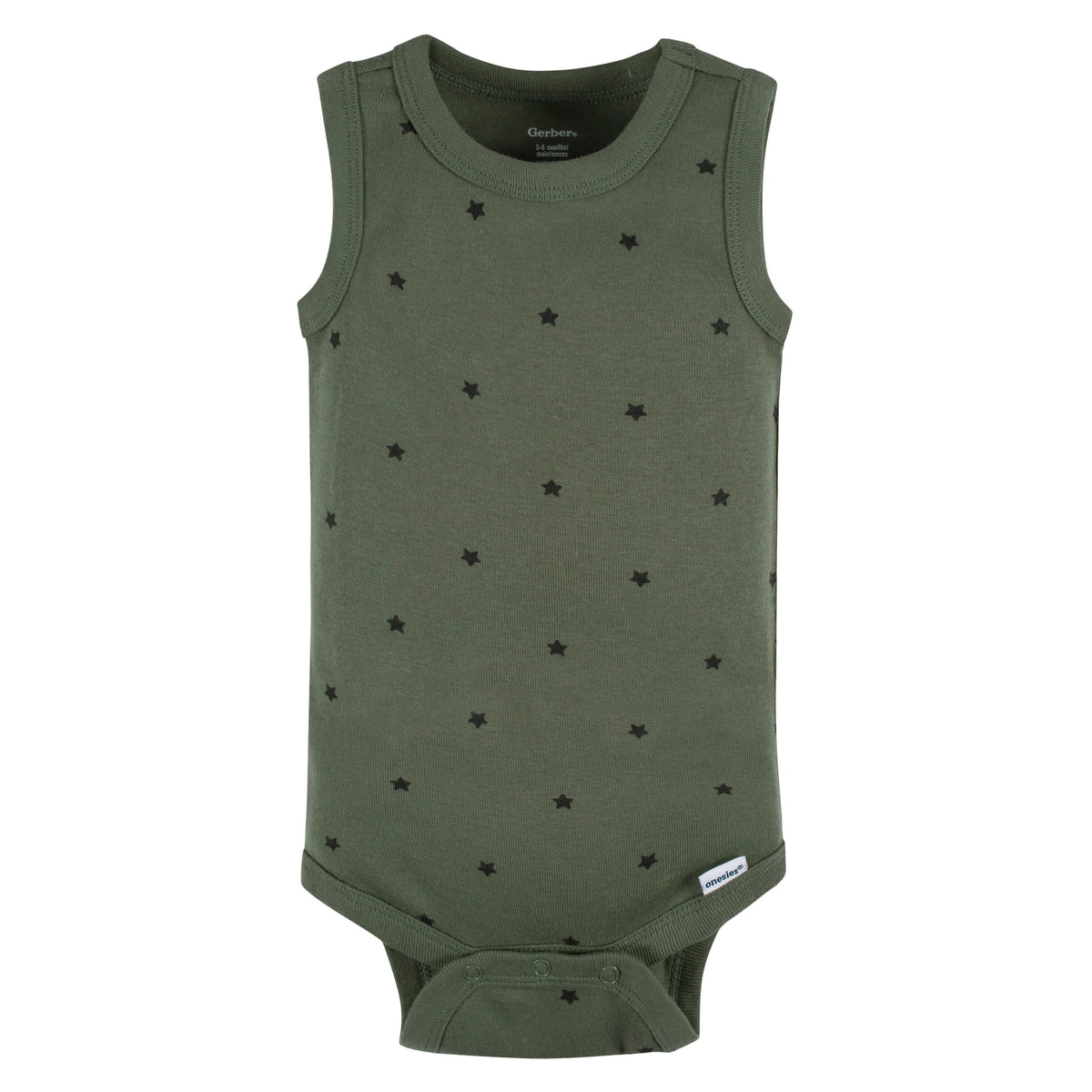 5-Pack Baby Boys Green Stars Sleeveless Onesies Bodysuits, view 6