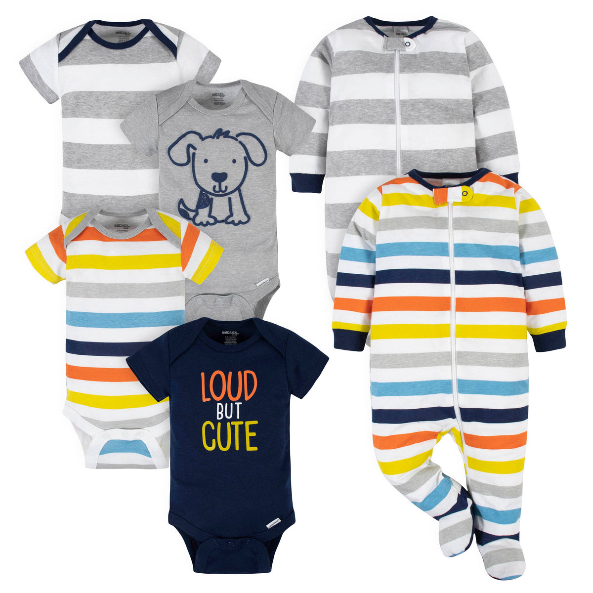 6-Piece Baby Boys Stripes Onesies Bodysuits & Sleep 'N Plays Set