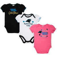 3-Pack Carolina Panthers Short Sleeve Bodysuits