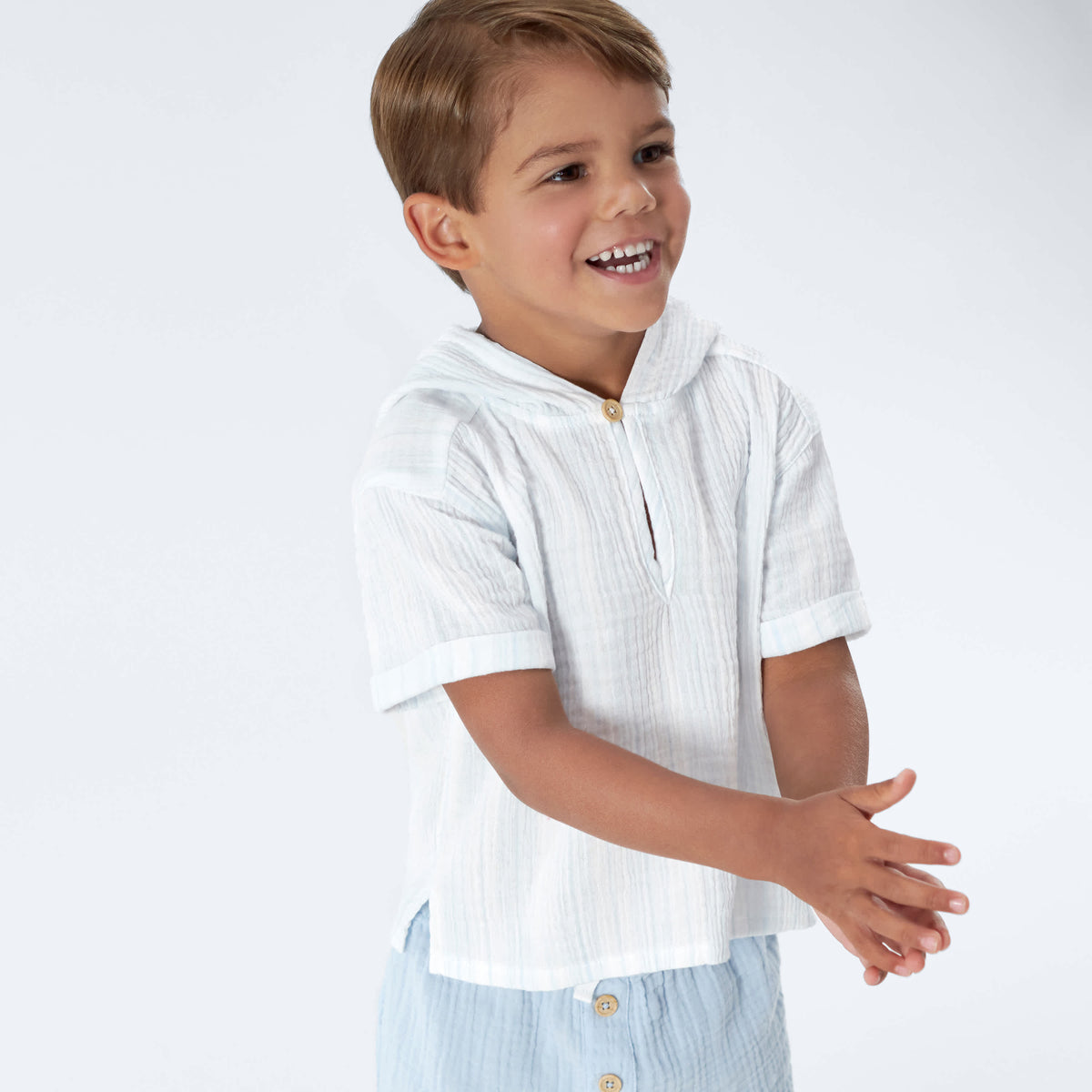 Infant & Toddler Stripes Gauze Hoodie, view 5
