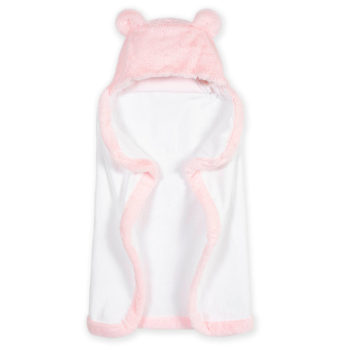 Baby Girls Pink Bear Cuddle Plush Hooded Bath Wrap