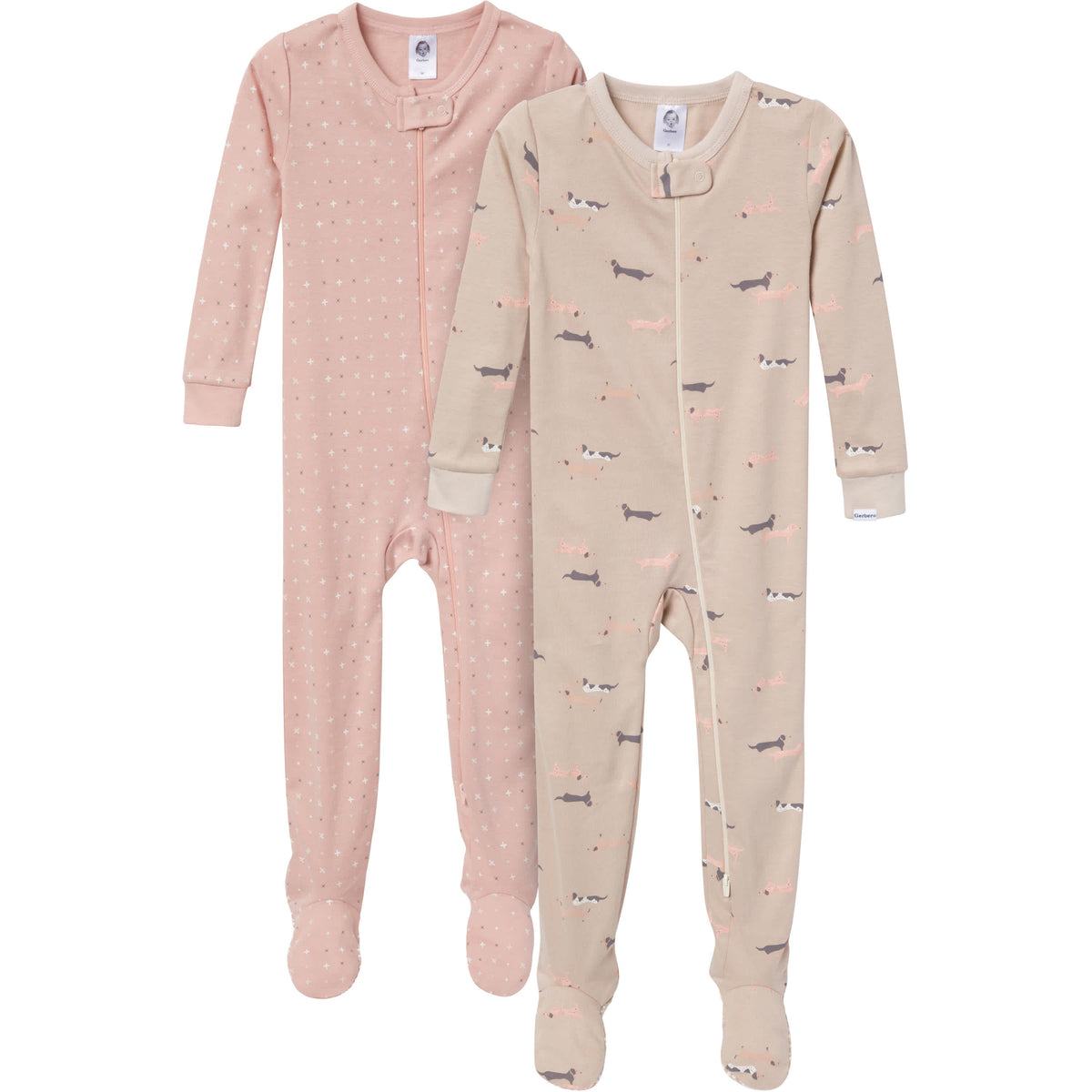 2-Pack Baby & Toddler Neutral Dog Snug-Fitting Footed Pajamas