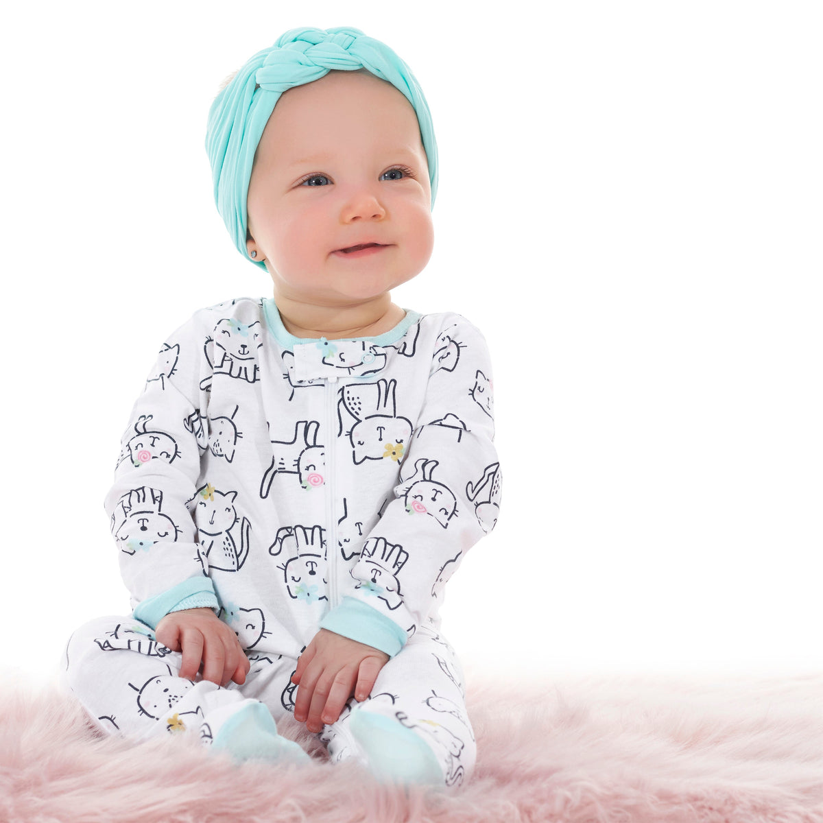 6-Piece Baby Girls Cat Onesies Bodysuits & Sleep 'N Plays Set, view 3