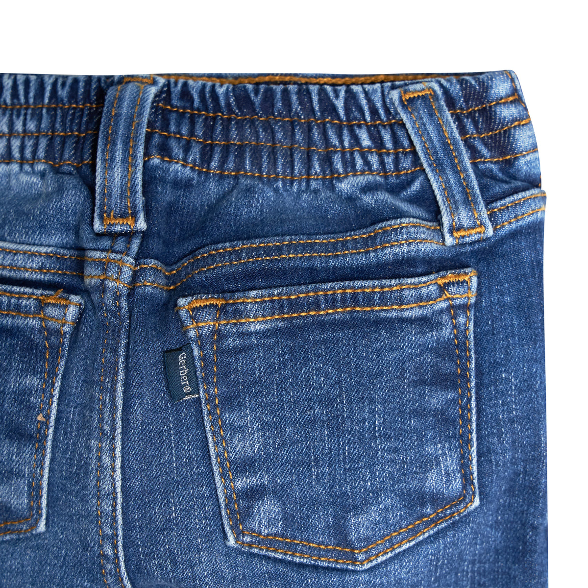 Baby Neutral Blue Straight Fit Jeans With Elastic Back, view 6