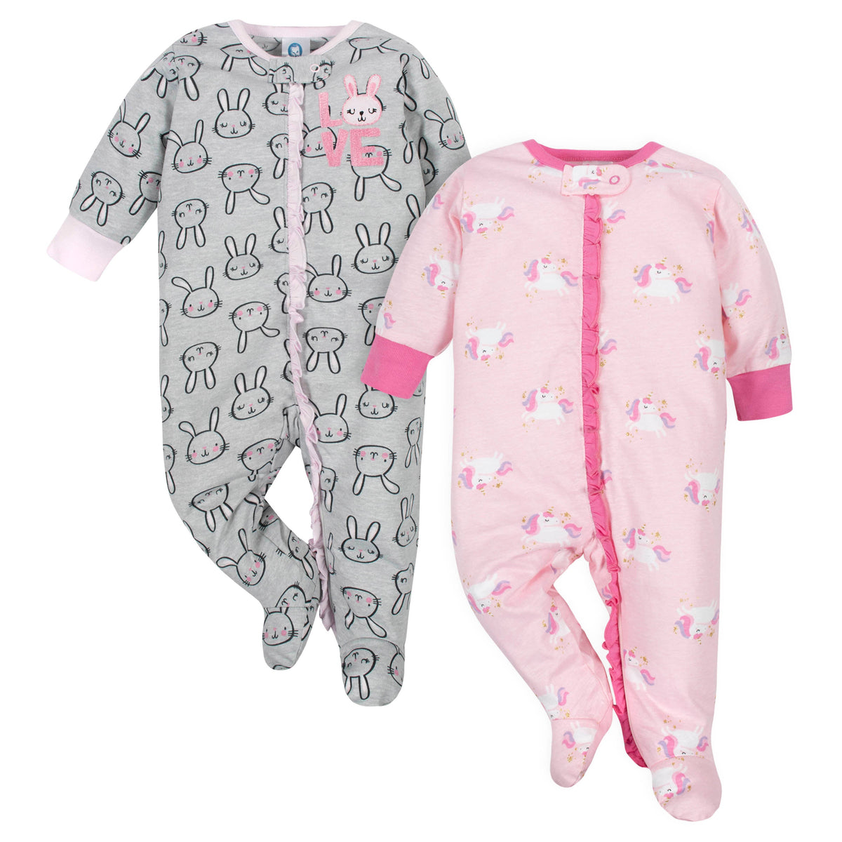 2-Pack Baby Girls Bunnies and Unicorns Sleep N' Plays
