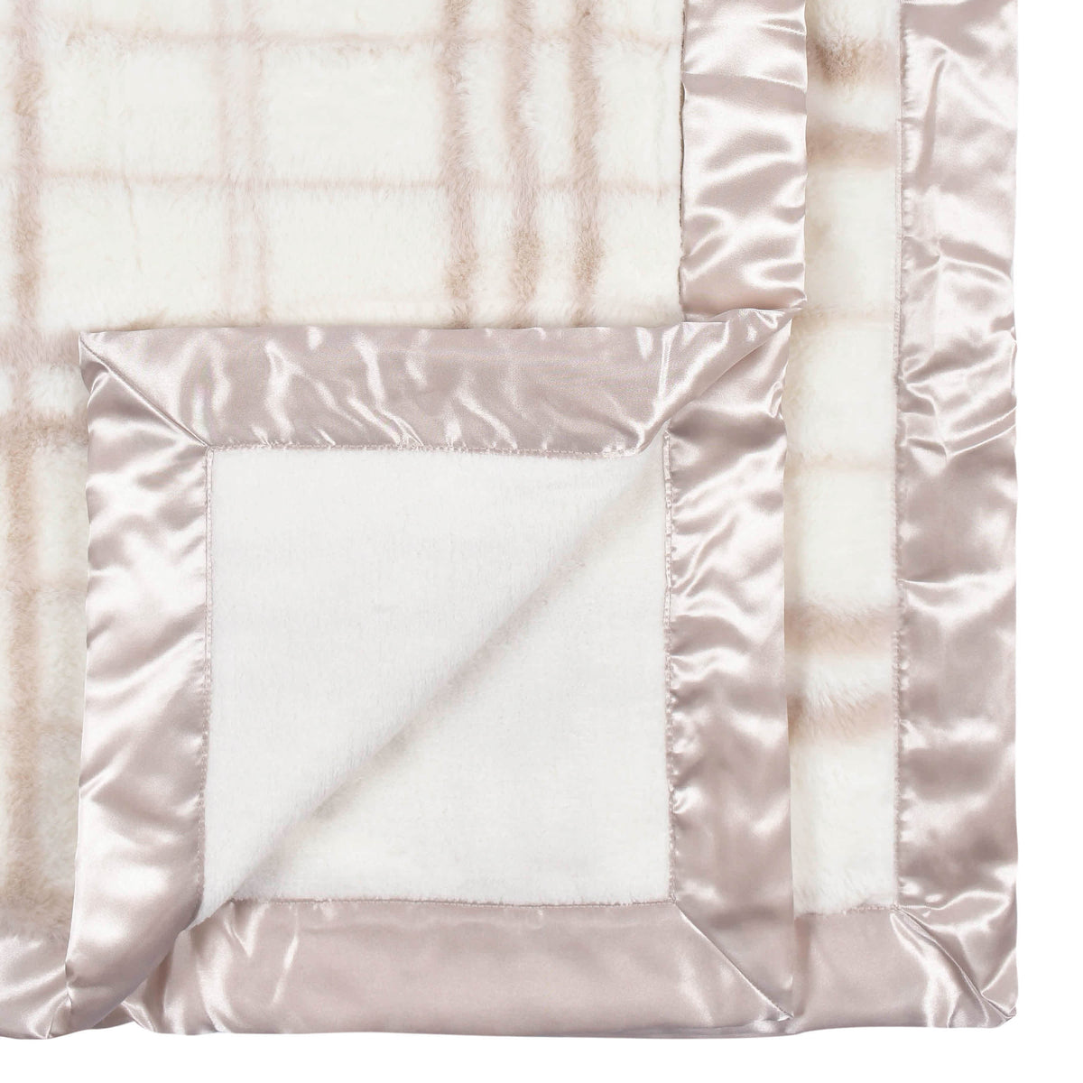 Baby Neutral Tan Plaid Plush Blanket, view 3