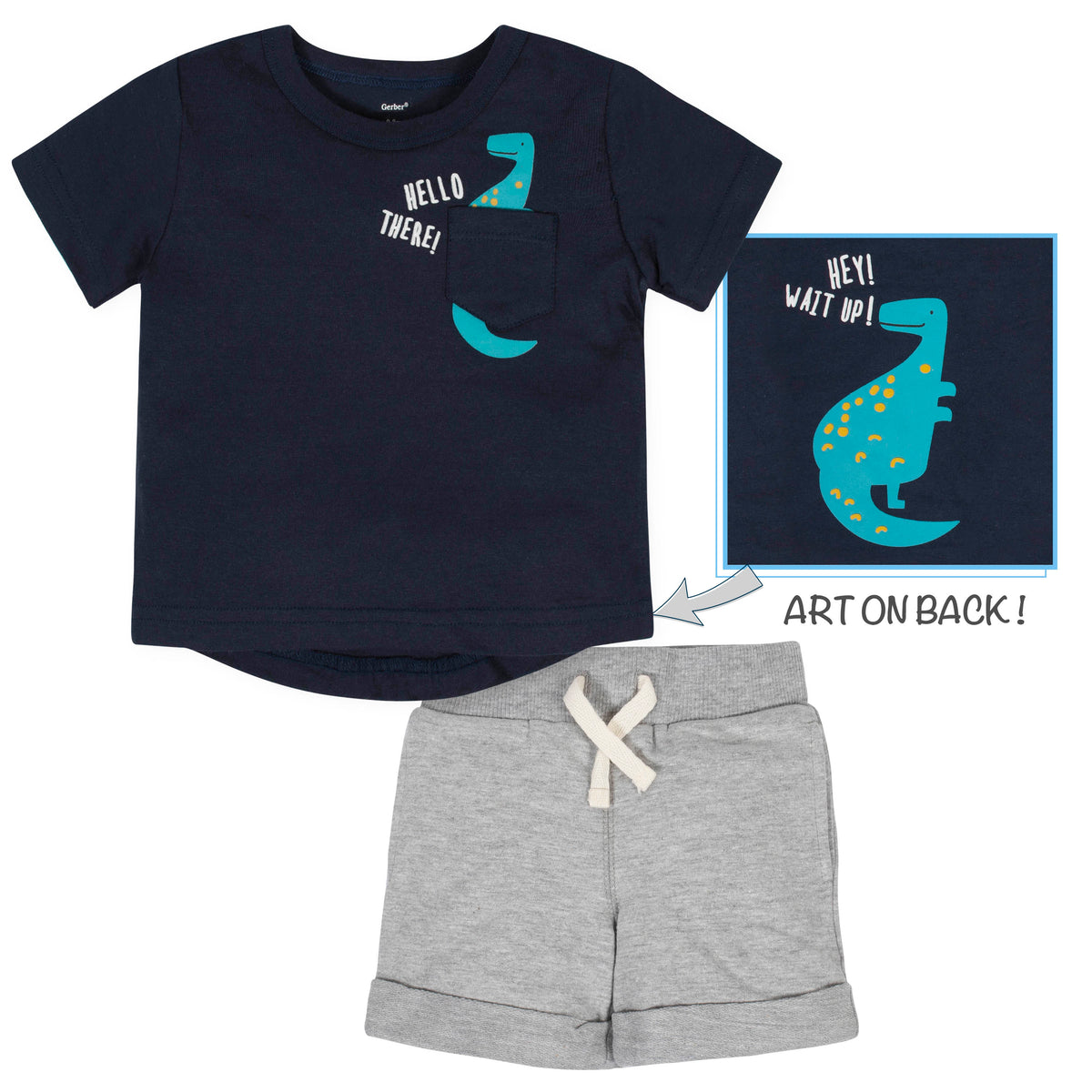 2-Piece Boys Dino Shorts Set