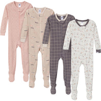 4-Pack Baby & Toddler Neutral Dog Snug-Fitting Footed Pajamas