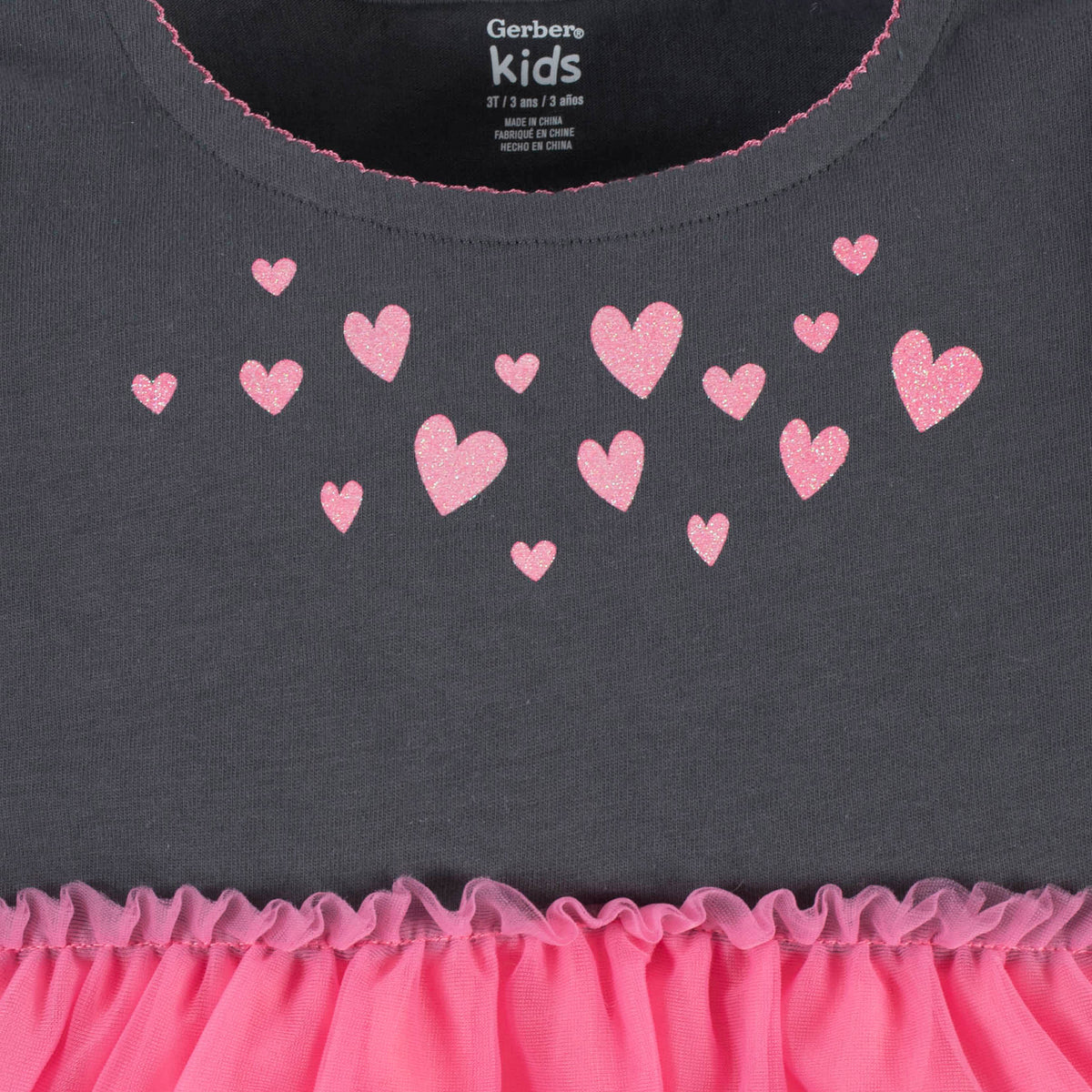 Baby & Toddler Girls Heart Long Sleeve Tulle Dress, view 2