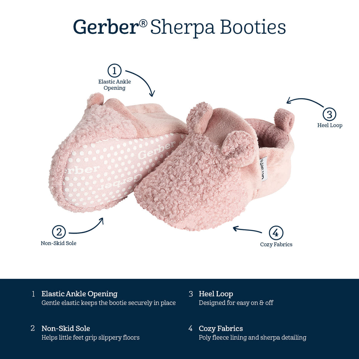 Baby Girls Pink Sherpa Booties, view 6