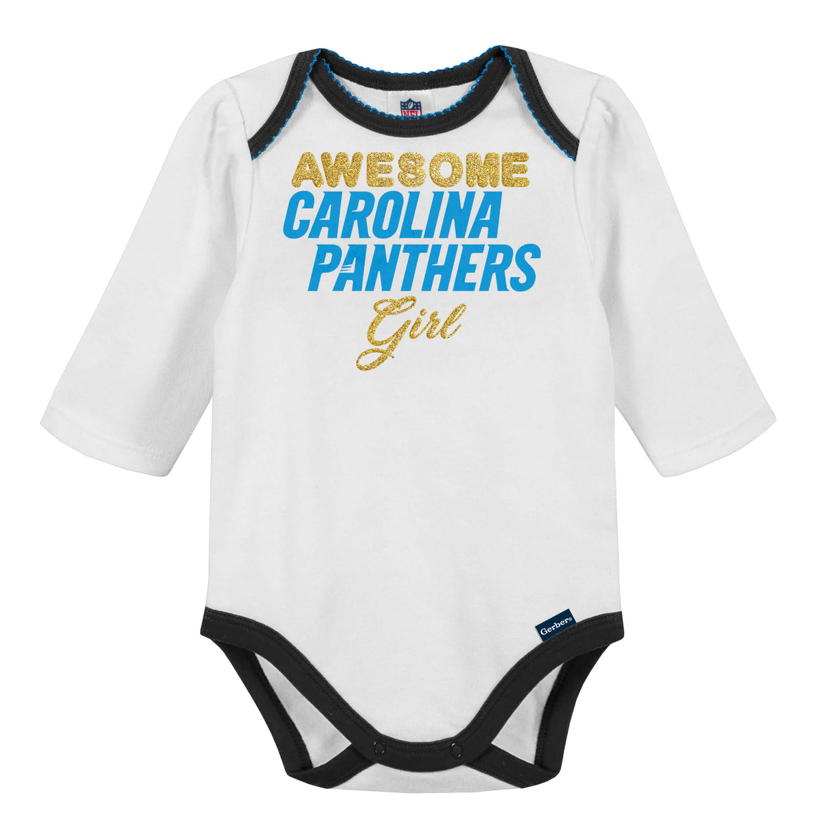 3-Piece Baby Girls Panthers Bodysuit, Footed Pant, & Cap Set, view 3