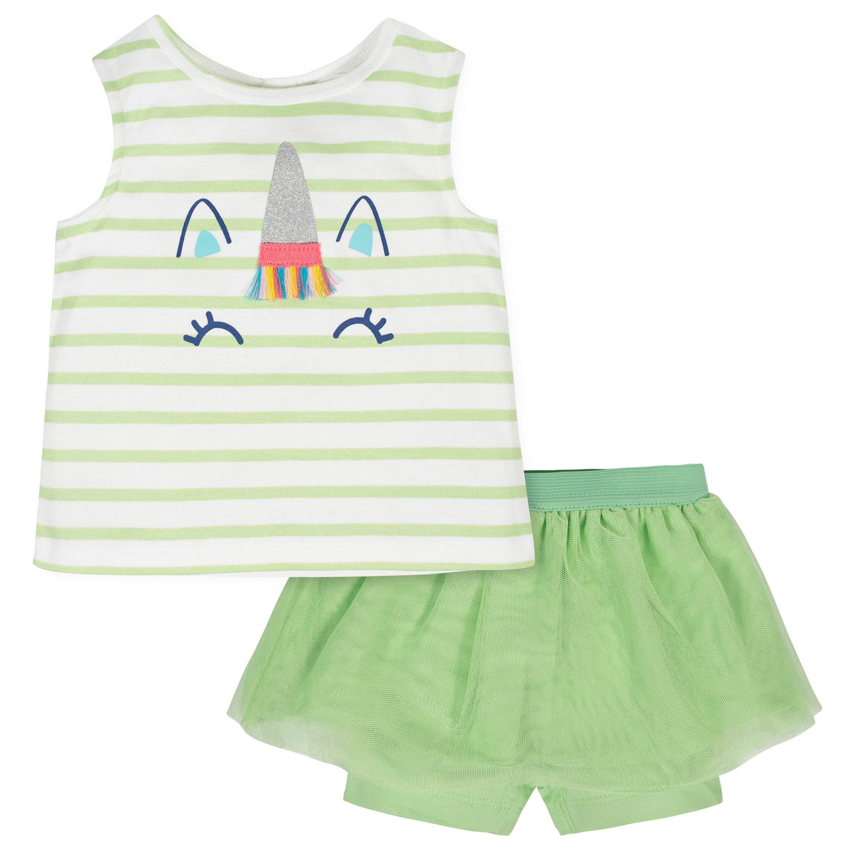 2-Piece Girls Unicorn Shorts Set
