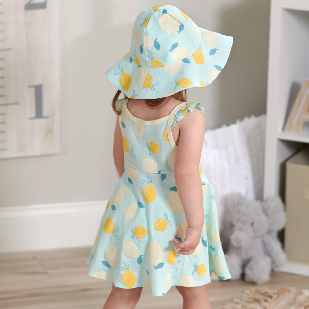 3-Piece Baby & Toddler Girls Little Lemon Dress, Diaper Cover & Reversible Sun Hat Set, view 3